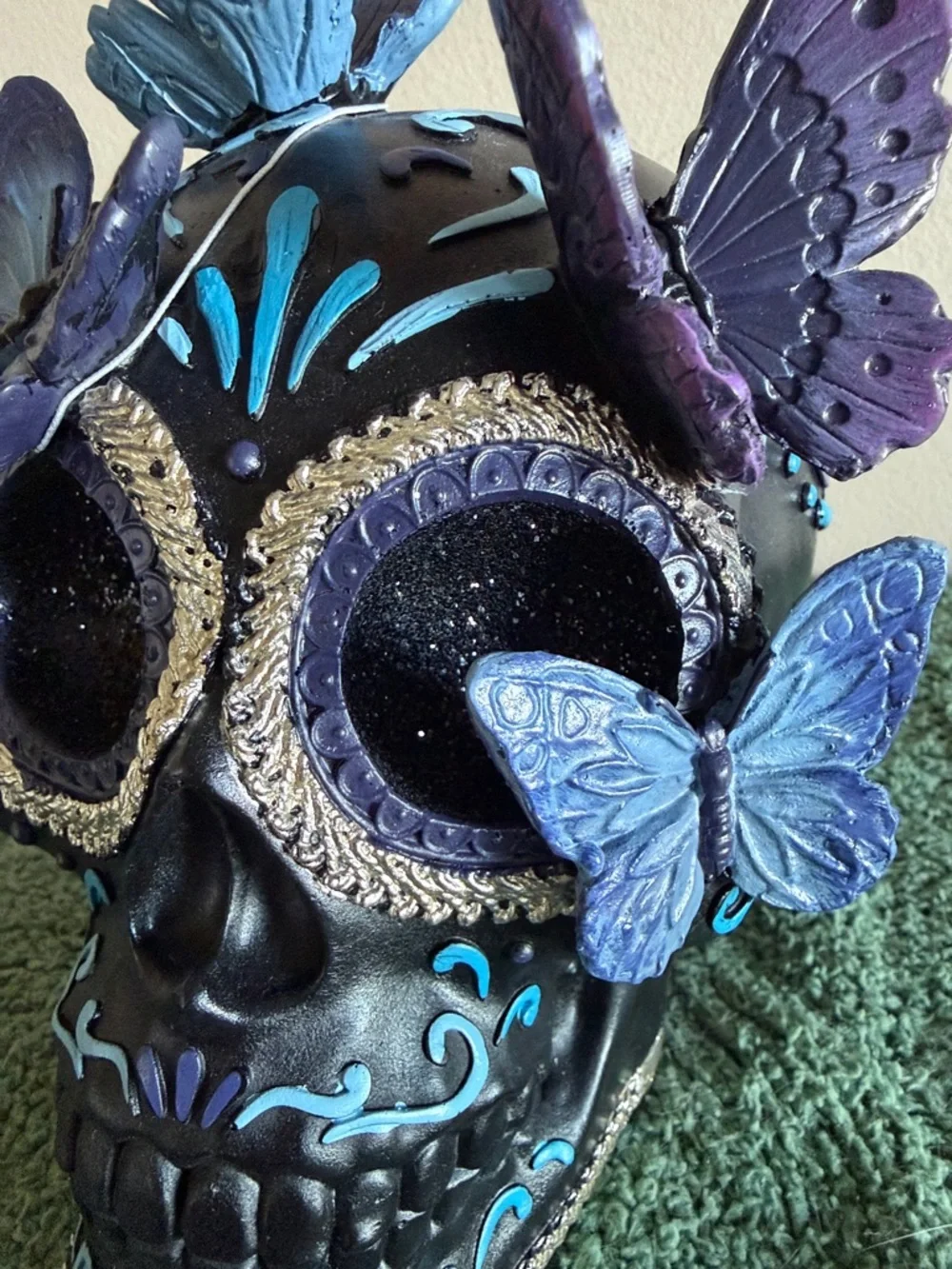 Bella Luxx Halloween Skull 💀 Black Purple & Blue Butterfly 🦋 So Pretty! NEW!